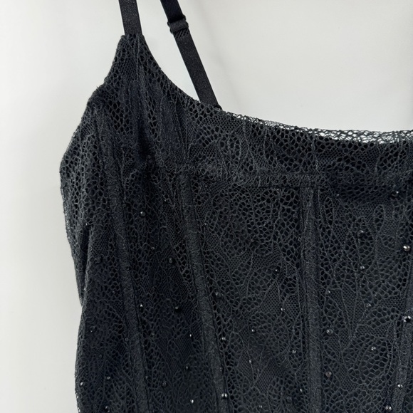 Forever 21 Black Corset Tank Top w/ Ombre Rhinestones – Size Medium (NWT) - Picture 2 of 6